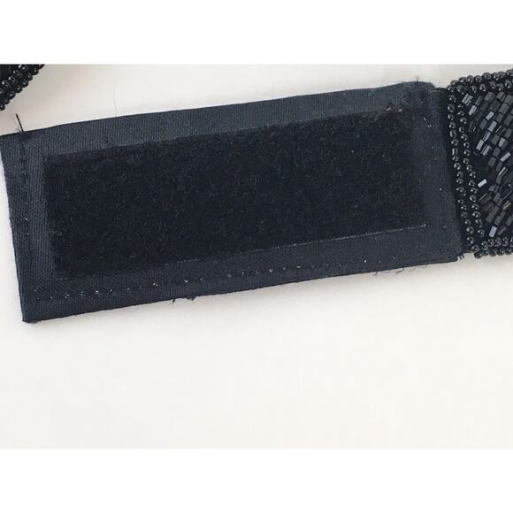 Black Bugle beaded and sequin vintage retro sash belt La Regale Small - Picture 6 of 16